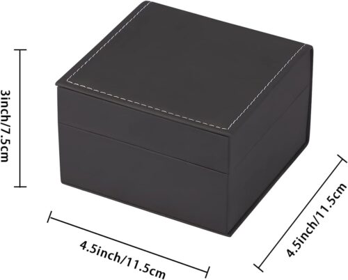 KEYWINS® 1Pack Watch Box Holder Travel Jewelry Storage Case Organizer Premium PU Storage Box for Jewelry Watches Bracelet SIZE 11.5 x 11.5 x 7.5 cm-4.5"D x 3"W x 4.5"H - BLACK (Copy) - Image 4