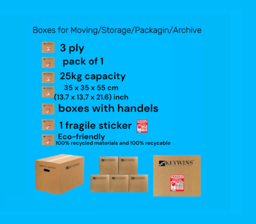 1 piece 3 Ply Storage Boxes With Handles Carton Cardboard Box for Moving 35x35x55cm