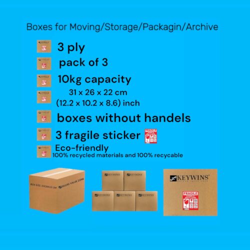 Pack Of 5 Pieces With 5 pieces 3 Ply A4 Sizes Kraft Cartoon Storage Boxes-L31 x W26 x H22 cm