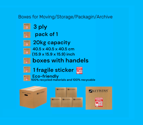 1 PIECE Storage Boxes With Handles-Carton cardboard box for moving and packing and shipping And Archive - H40.5 x W40.5 x D40.5cm- Brown